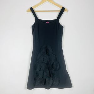 Save the Queen! Black Sleeveless Wool Blend Dress Knit Leaves Petals Women Small